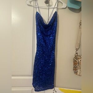 Elegant Dark Blue Sequin Dress